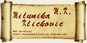 Milunika Kličković vizit kartica